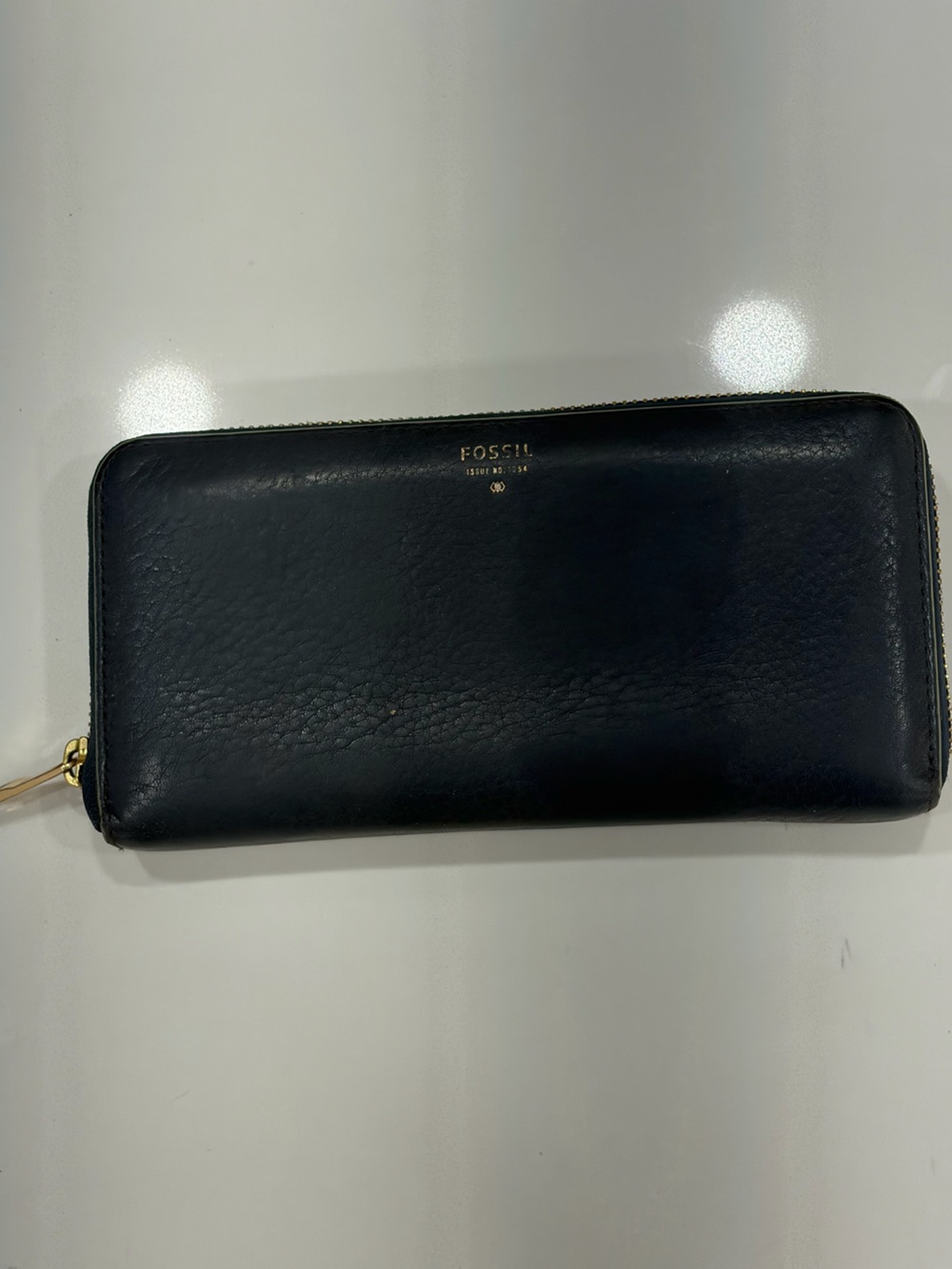 Fossil Teal Zip Around Leather Wallet